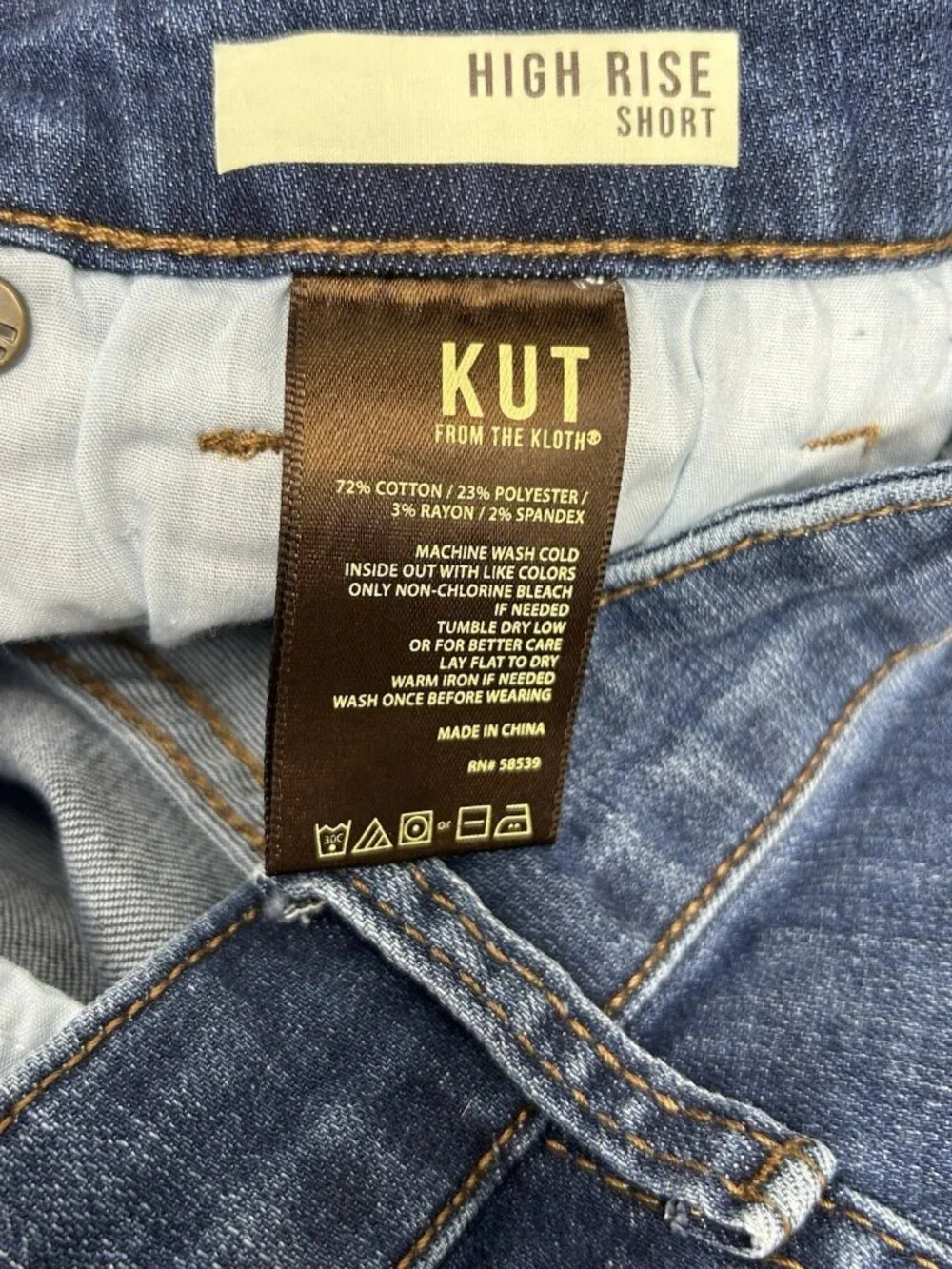 KUT from the Kloth Jane High Rise denim Jean shorts Women's Sz 6 Blue Dark Wash - Picture 7 of 8